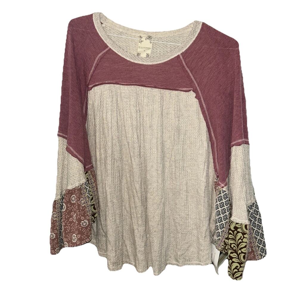 blu pepper top Boho Bohemian Size M D20